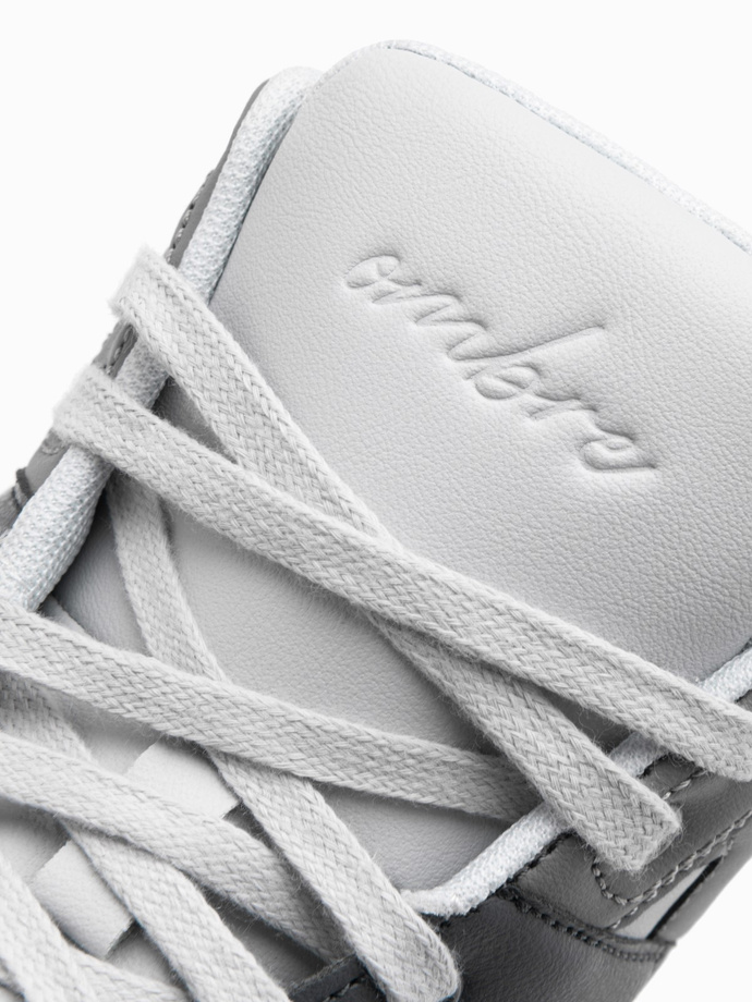 Buty męskie sneakersy z wysoką cholewką – szare V2 OM-FOSH-0139