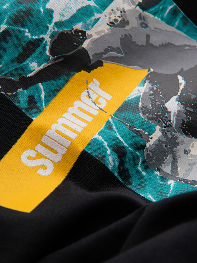 Męski bawełniany tank top z nadrukiem Summer Vibe – czarny V1 OM-TSTT-0191