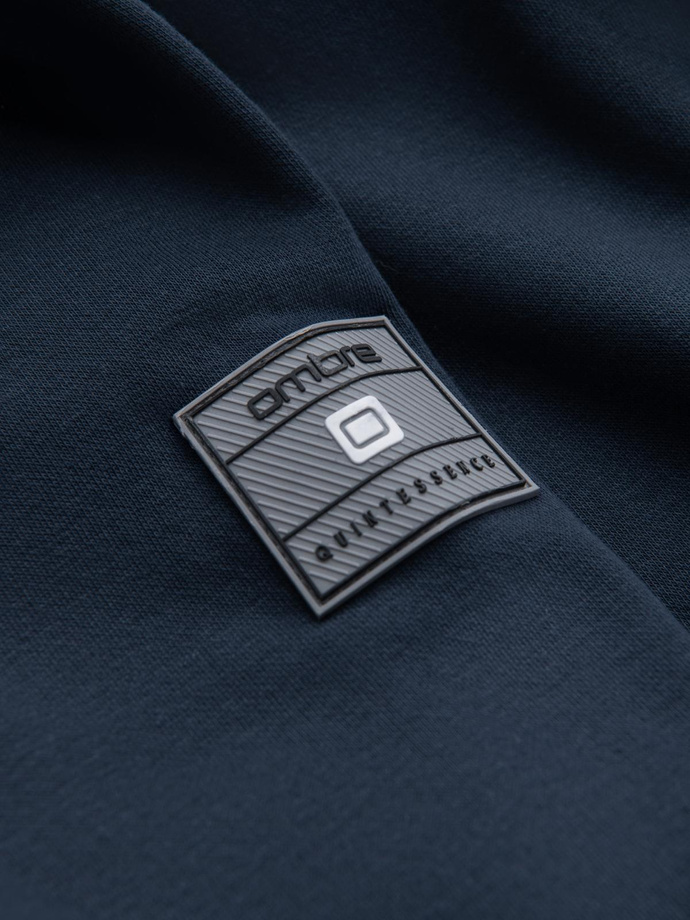 Rozpinana bawełniana bluza męska dresowa bomberka – granatowa V4 OM-SSZP-0215