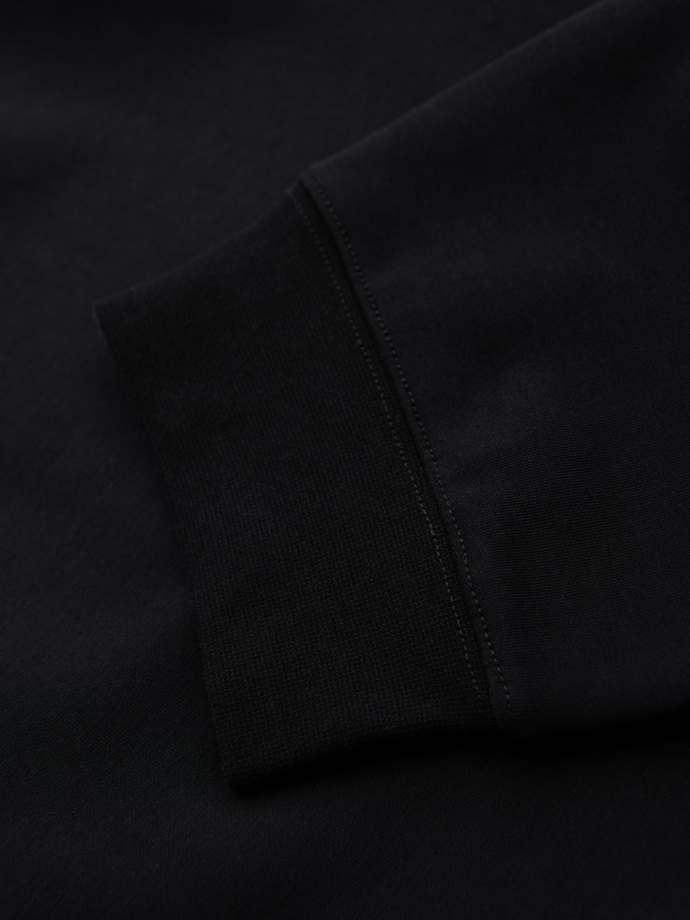 Men's sweatpants with ribbed cuffs and decorative zipper - black V3 OM-PASK-0226