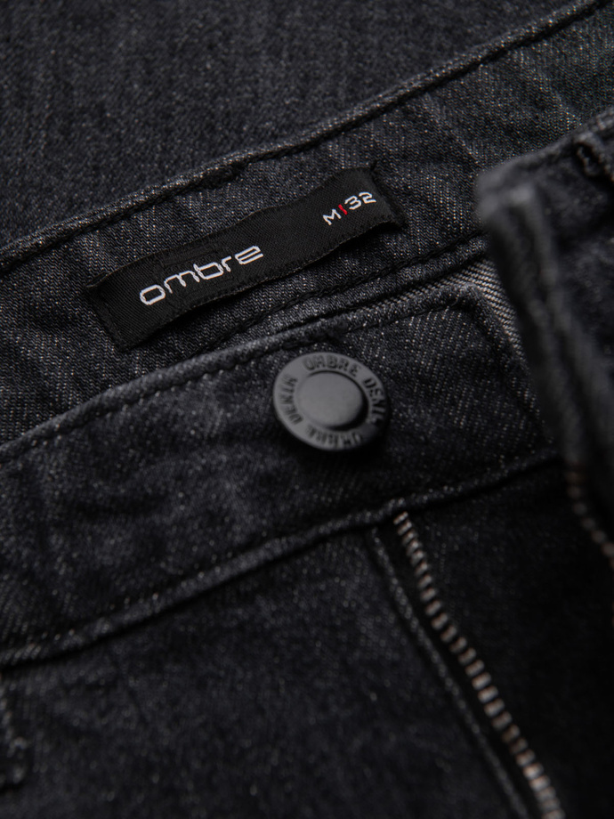 Men's denim pants with REGULAR FIT rubbing - black V2 OM-PADP-0241