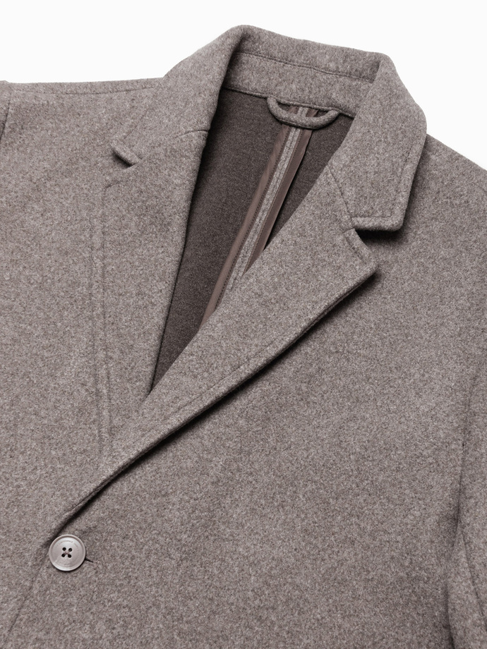 Men's lightweight single-breasted coat - light brown V4 OM-COWC-0104