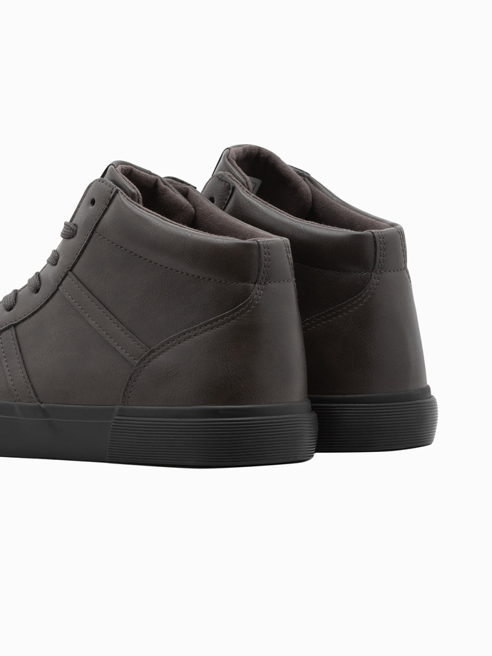 Buty męskie sneakersy za kostkę z kontrastową podeszwą - grafitowe V3 OM-FOTH-0124