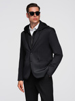 Men's blazer with detachable underlining and hood - black V1 OM-BLZB-0126