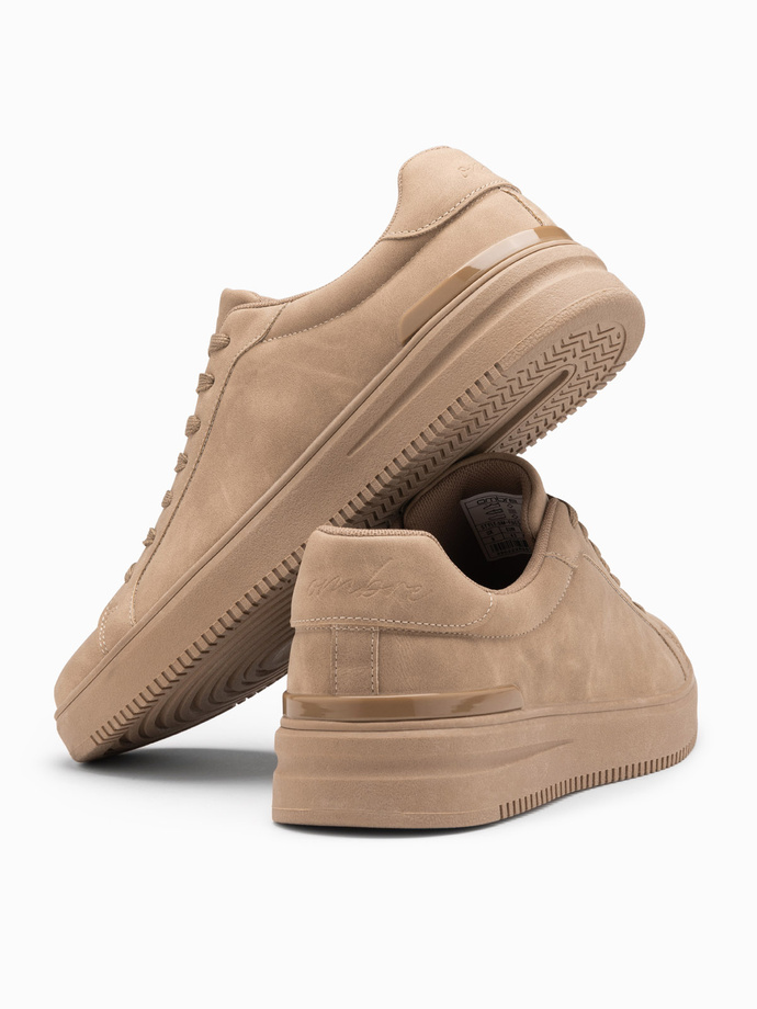 Unisex casual men's eco nubuck shoes - light brown V1 OM-FOCS-0151