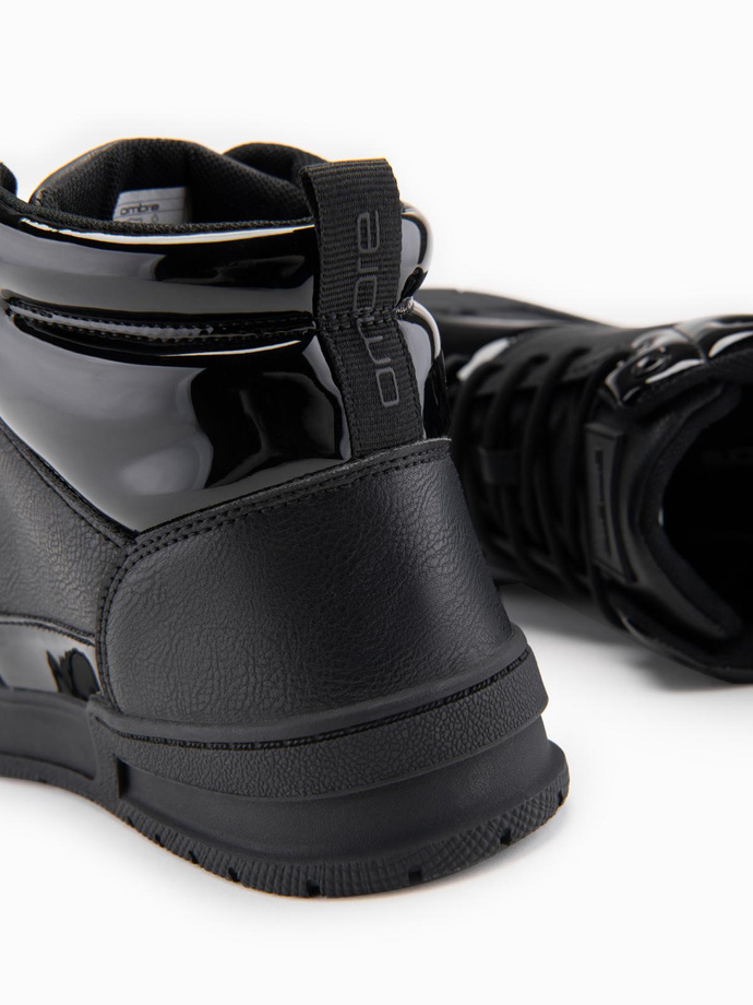 Men's high boots sneakers with shiny elements - black V1 OM-FOSH-0178
