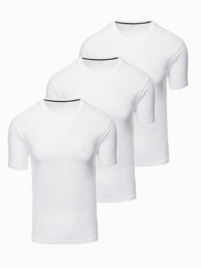 Set of men's t-shirts with round neckline - white V1 Z102