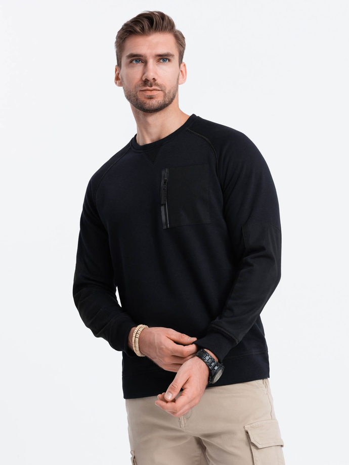 Men's sweatshirt with reglan sleeves - black V6 OM-SSNZ-0122