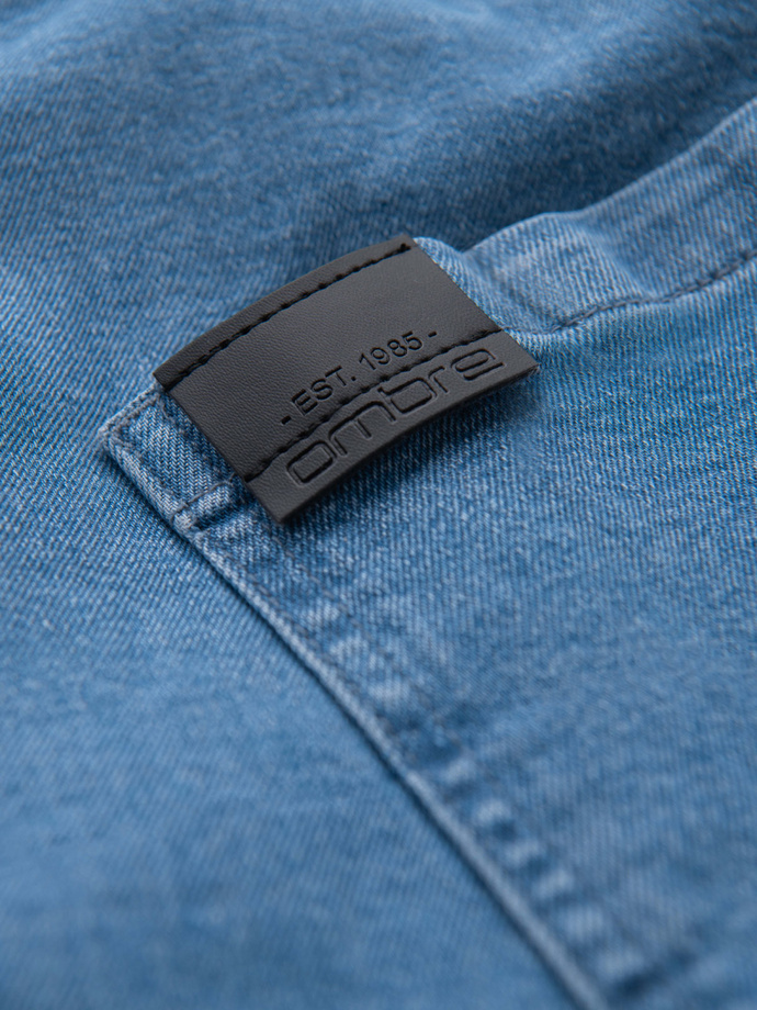 Jeansowe szorty męskie z podwinięta nogawką - jasnoniebieskie V1 OM-SRDS-0161