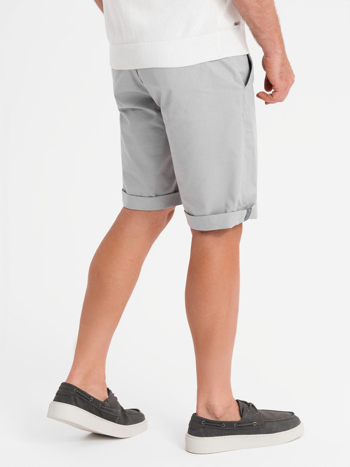 Szorty klasyczne męskie chino z podwiniętą nogawką - szare V12 OM-SRCS-0197