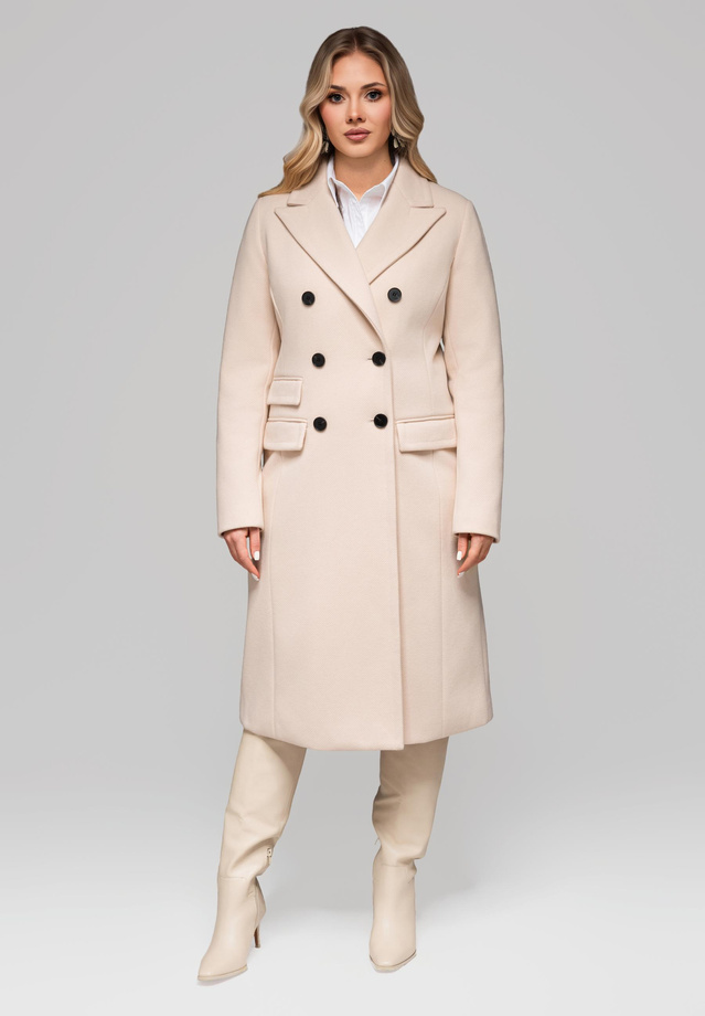 Women's double-breasted fitted coat LARICA OW-COLC-0108 v3 - beige