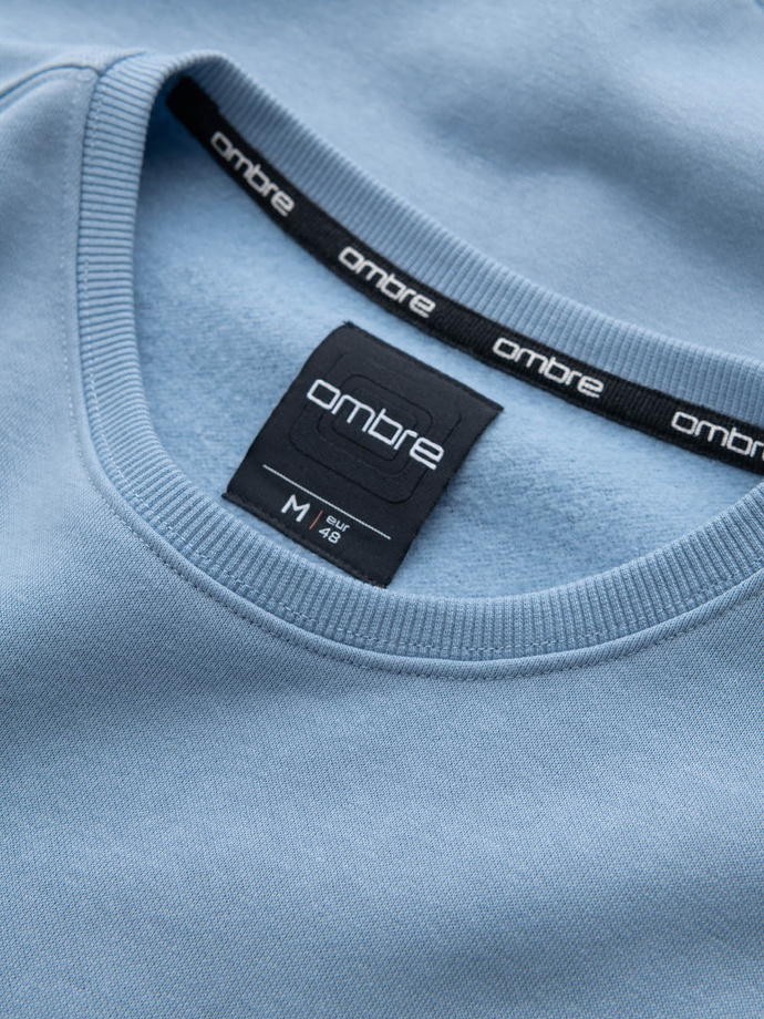 Men's non-stretch sweatshirt with metal pin - blue V3 OM-SSNZ-0136