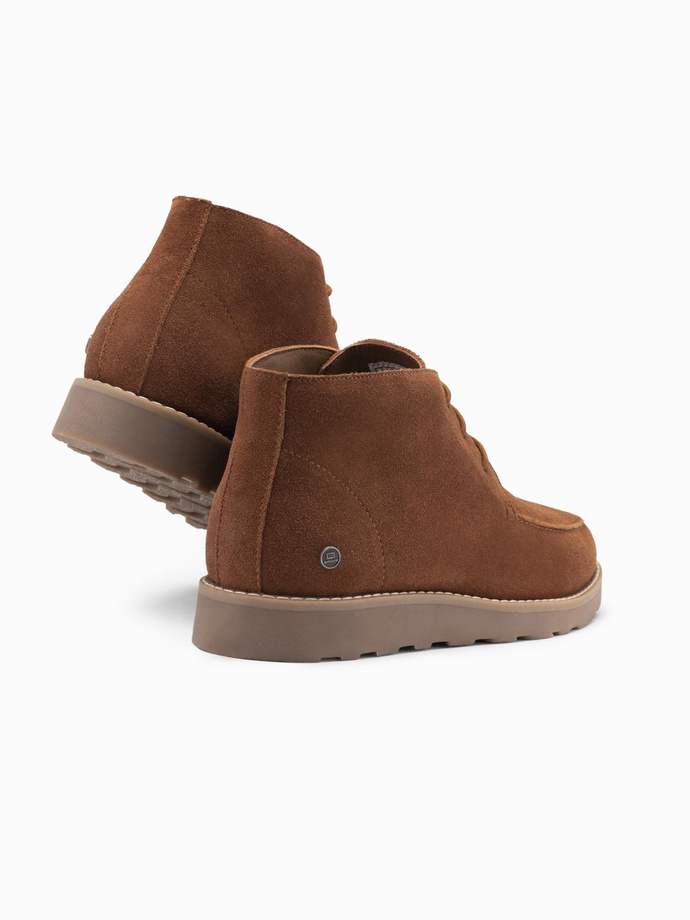 Men's suede ankle boots with thick sole - brown V2 OM-FOCS-0164