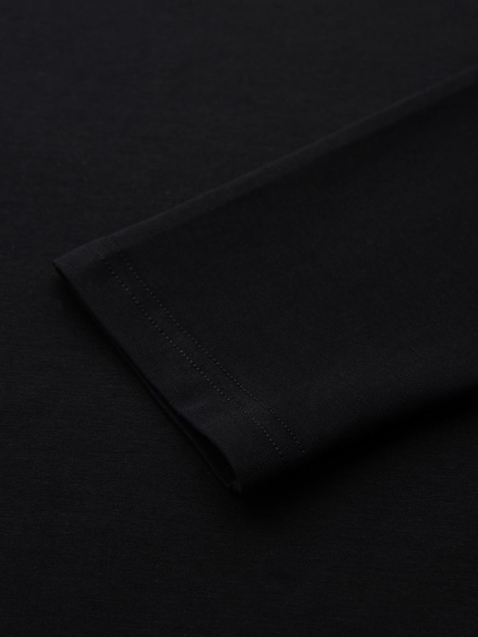 Men's SLIM FIT longsleeve with elastane and print - black V1 OM-LSBC-0124