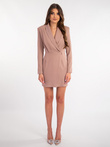 Elegant women's mini dress with heart neckline and long sleeves BLAISE DLR168 - beige