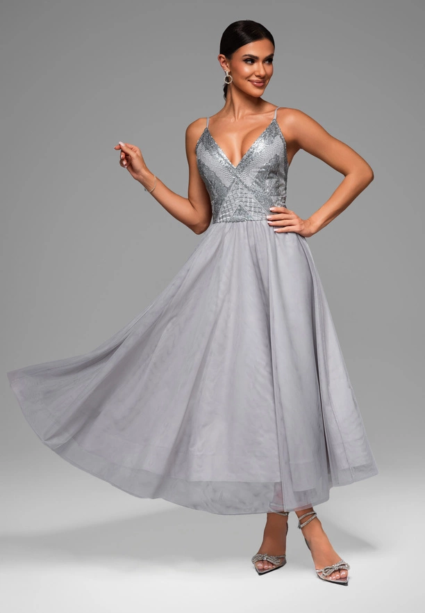 Evening dress LA-OM-DLR075 grey