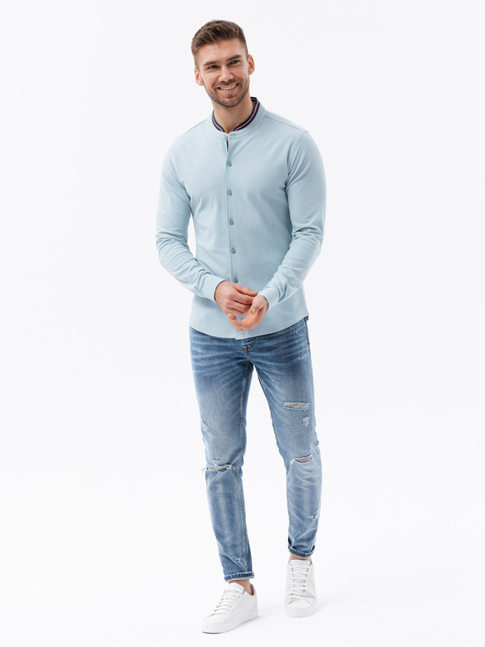 Men's long sleeve knit shirt - blue V3 K542
