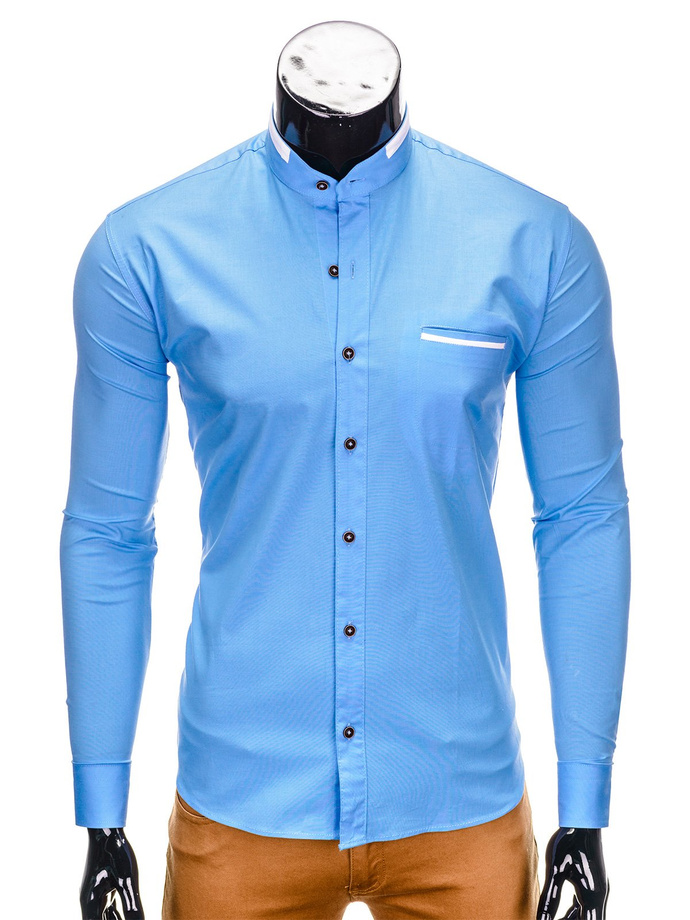 Men's elegant shirt with long sleeves - light blue K303