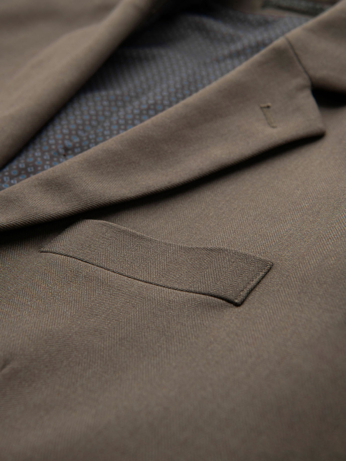 Men's elegant SLIM FIT jacket with rayon - olive V5 OM-BLZB-0135