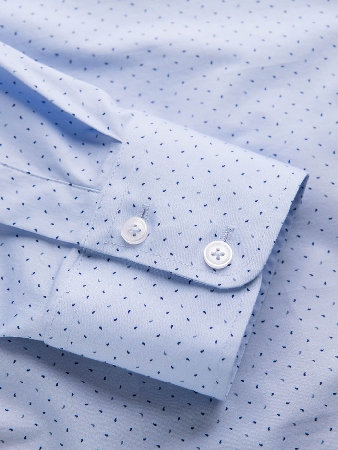 Men's micro-patterned cotton REGULAR FIT shirt - light blue V2 OM-SHCS-0152