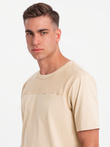 Men's LOOSE FIT T-shirt with pocket - beige V1 OM-TSCT-0171