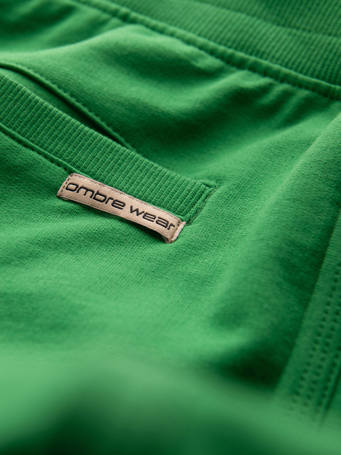 Męskie szorty dresowe z zaokrągloną nogawką - zielone V4 OM-SRSK-0105