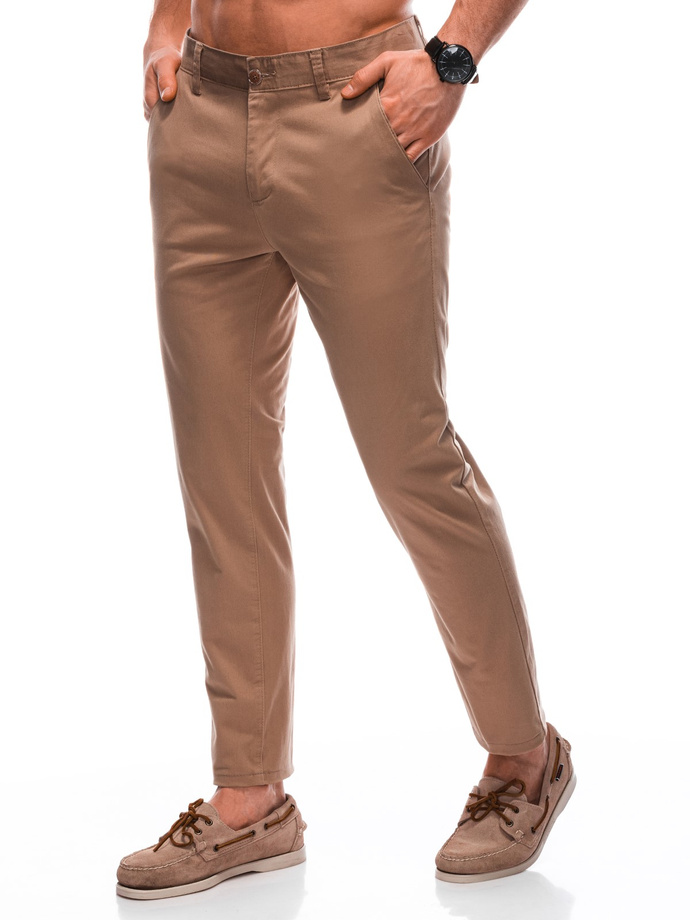 Spodnie męskie chino P1355 - camel