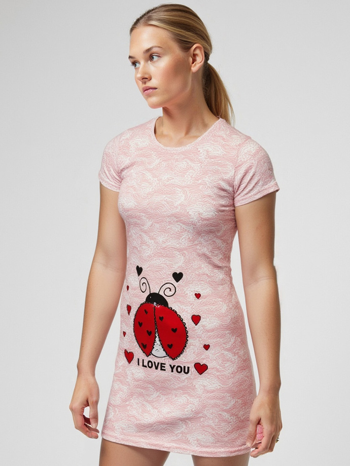 Piżama damska koszula nocna ULR258 - czerwony