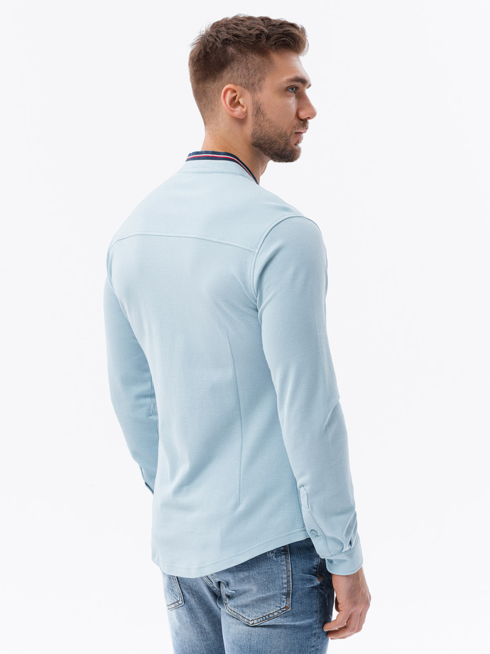 Men's long sleeve knit shirt - blue V3 K542