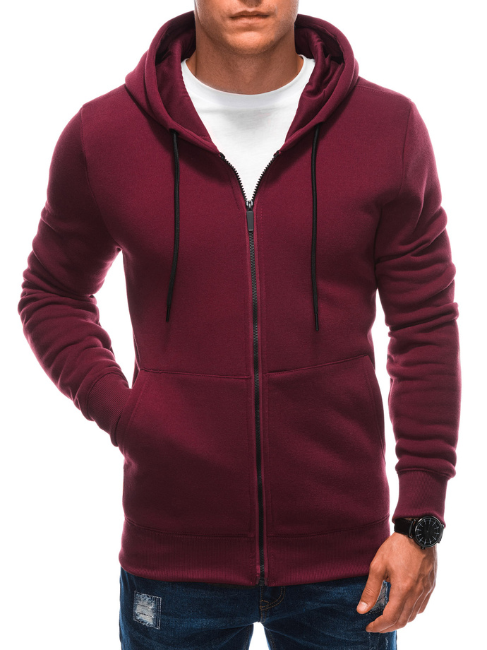 Bluza męska rozpinana z kapturem EM-SSZP-22FW-015 - bordowa V7