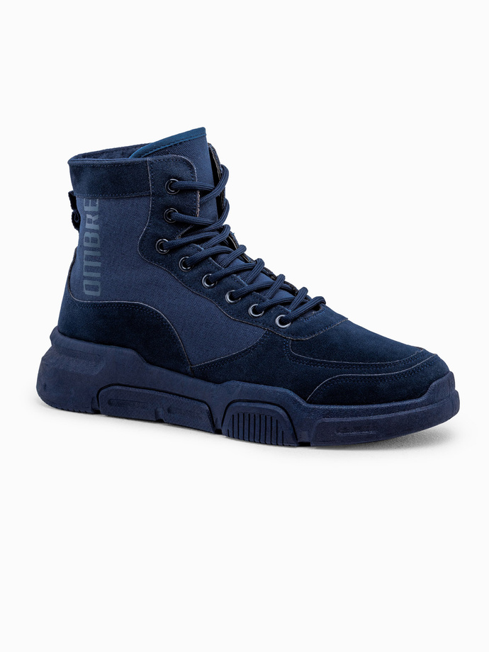 Men's ankle sneaker boots with sculpted sole - navy blue V4 OM-FOBO-0122