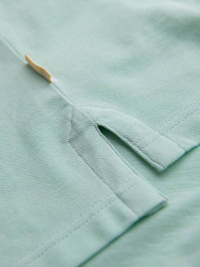 Koszulka polo z bawełnianej dzianiny pique – miętowa V1 OM-POSS-0103