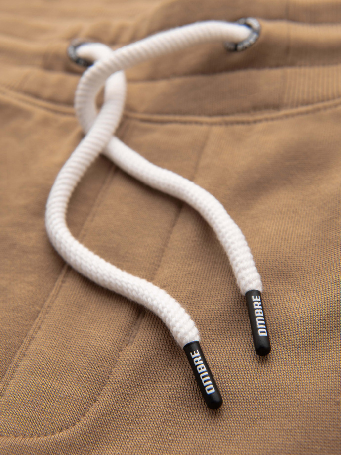 Spodnie męskie dresowe typu jogger - brązowe V2 OM-PABS-0173