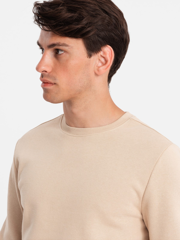 BASIC men's cotton sweatshirt set unbuttoned sweatshirt + joggers - beige V6 Z84