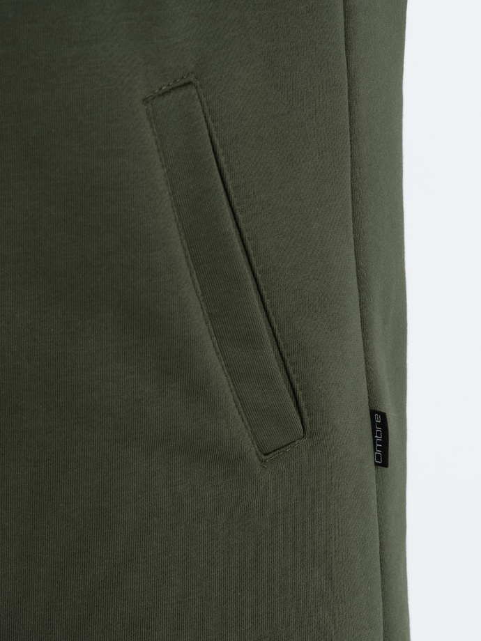 Asymmetrical men's sweatshirt with a spacious hood NANTES - dark olive green B1368