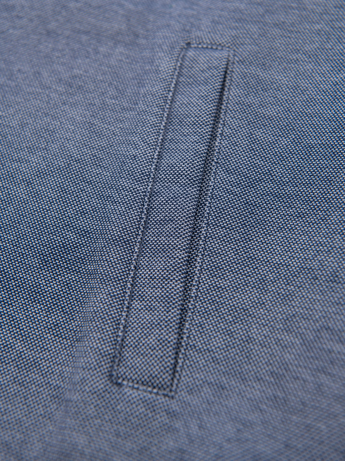 Men's pique knit bomber sweatshirt - navy blue V2 OM-SSZP-0238