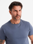 T-shirt męski klasyczny bawełniany BASIC - niebieski denim V7 OM-TSBS-0236
