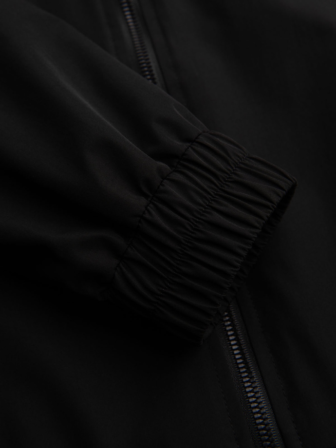 Men's jacket with hood and high collar - black V1 OM-JANP-0222