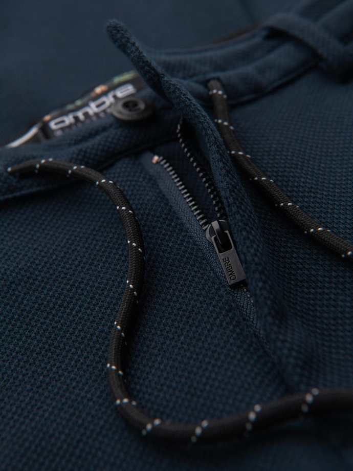 Dzianinowe spodnie męskie z gumką w pasie - granatowe V3 P1514