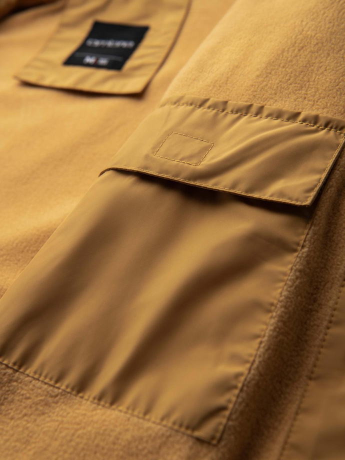 Lightweight colorful men's sports jacket with fleece - blue-mustard V8 OM-JANP-0194