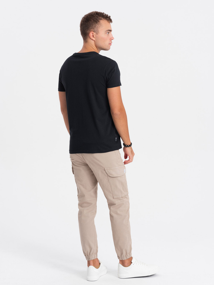 T-shirt męski bawełniany z nadrukiem - czarny V3 S1733