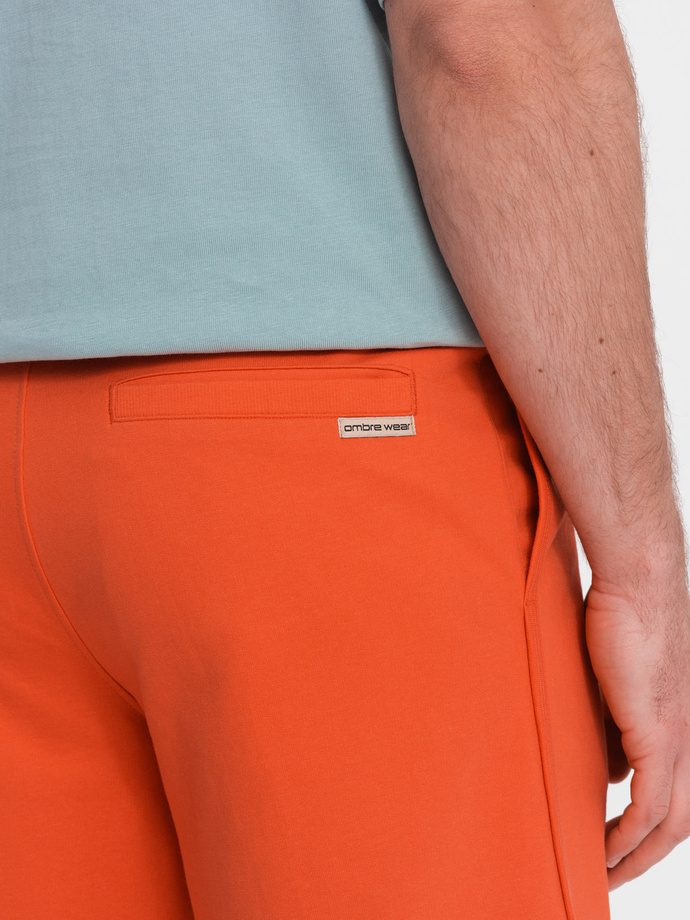 Men's rounded leg sweat shorts - orange V5 OM-SRSK-0105