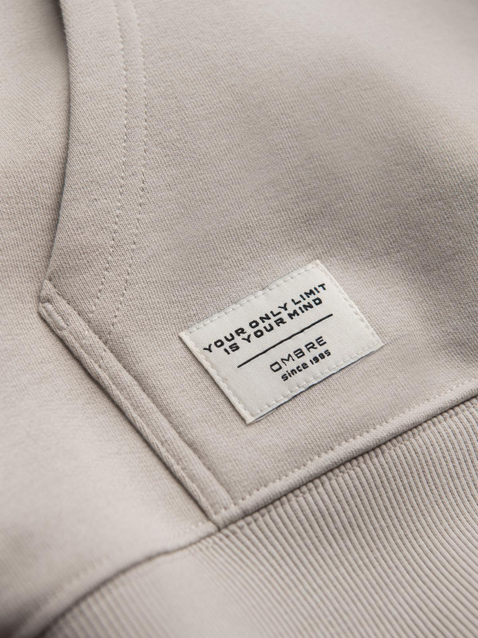 Men's kangaroo hooded sweatshirt - light beige V1 OM-SSBN-0177