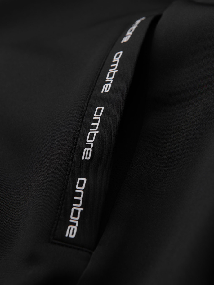 Men's unbuttoned hooded sweatshirt with piping - black V1 OM-SSZP-0210