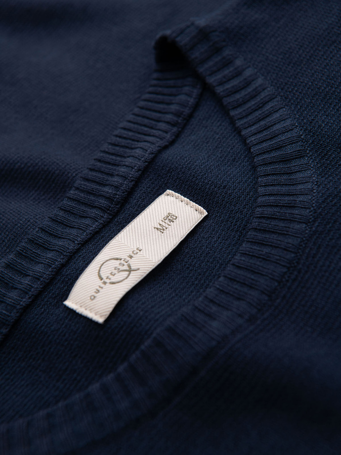 Men's classic knitted shirt with ribbed cuffs - navy blue V1 OM-TSCT-0252