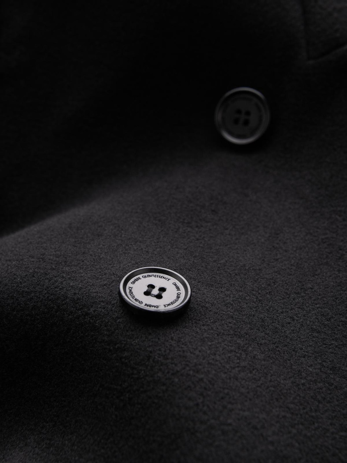 Men's coat with high collar and asymmetrical fastening - black V2 OM-COWC-0120