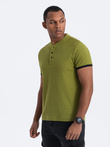 Men's collarless polo shirt - olive V6 OM-TSCT-0156
