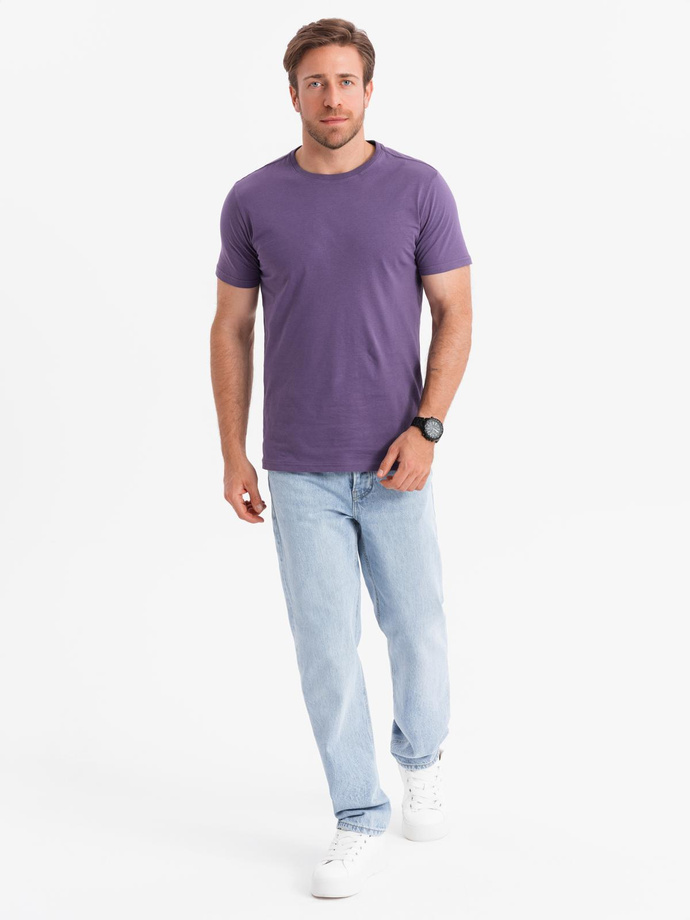 Men's classic cotton BASIC T-shirt - purple V13 OM-TSBS-0146