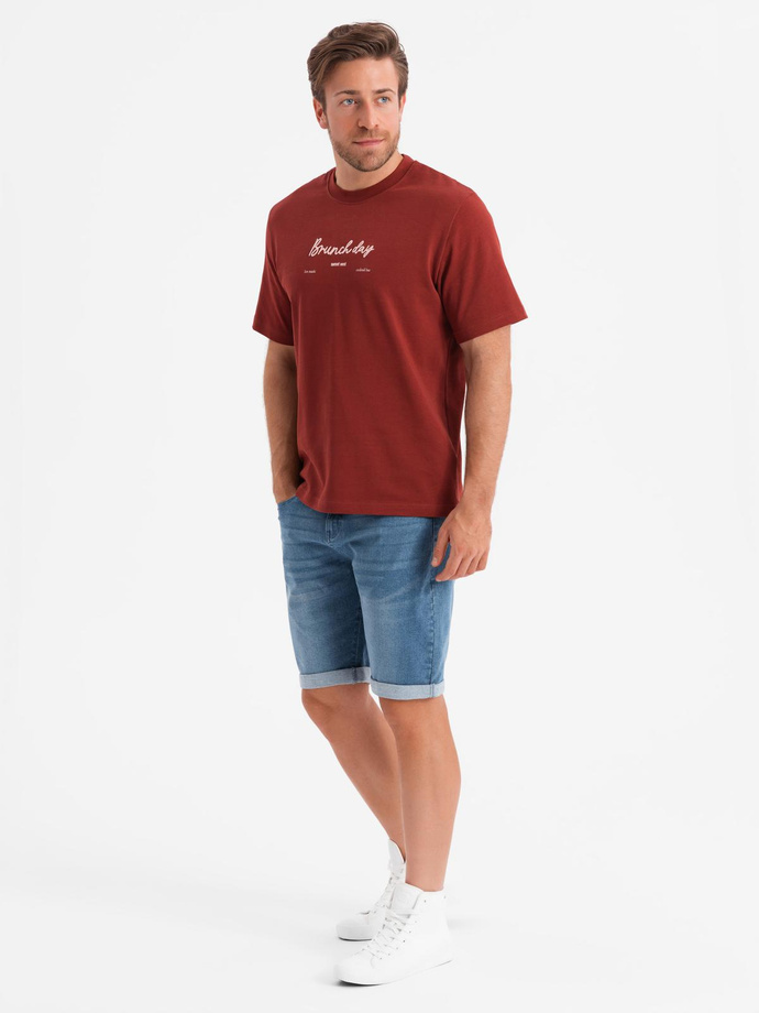 Men's denim shorts with rolled up leg - blue V2 OM-SRDS-0164