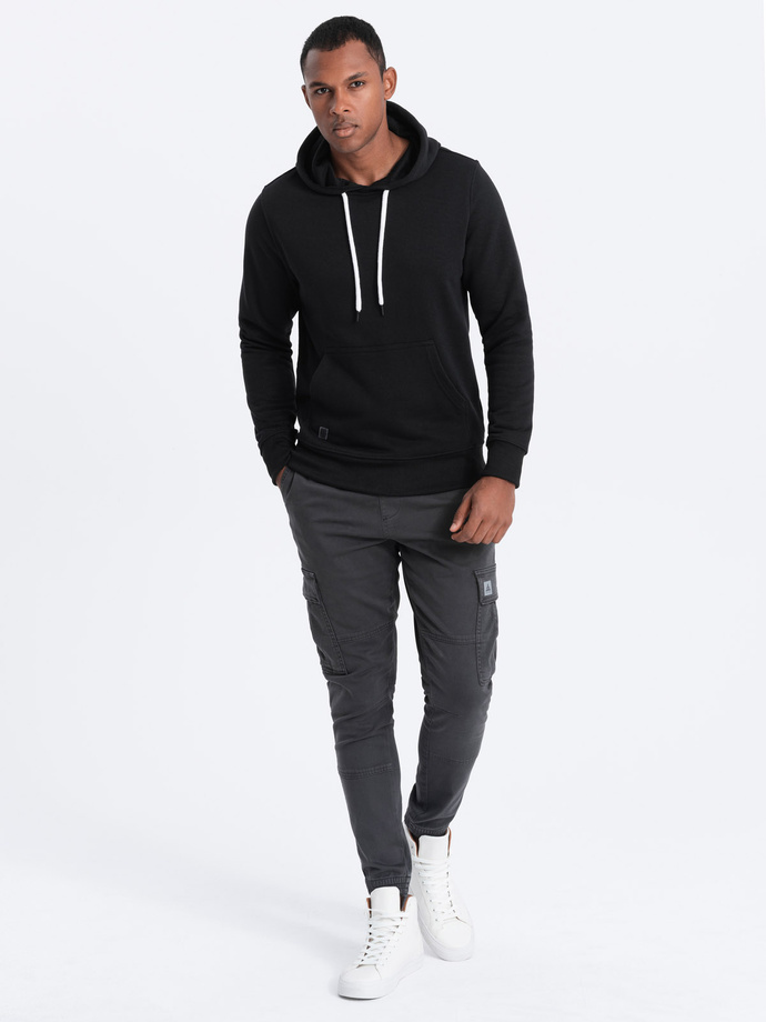 Men's non-stretch hoodie - black V1 OM-SSBN-0120